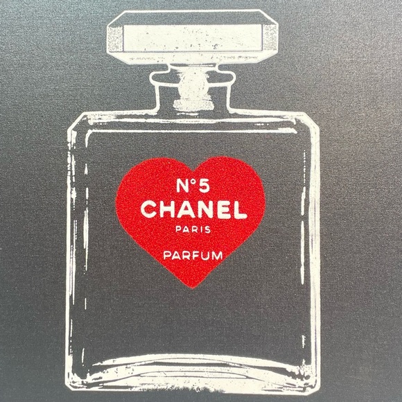 ‘I Love Chanel’ NO.5 Art Giclee Canvas Print Signed Shane Bowden Red Glitter 20” - Picture 12 of 16